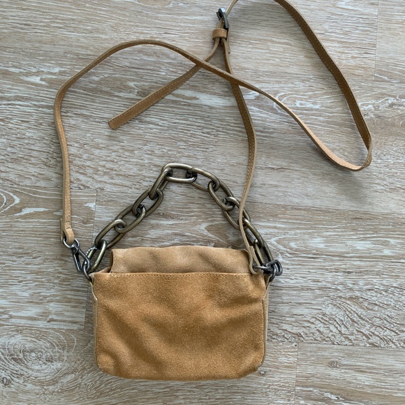 Free People Charlie Chain Brown Suede Crossbody Bag - Picture 2 of 3